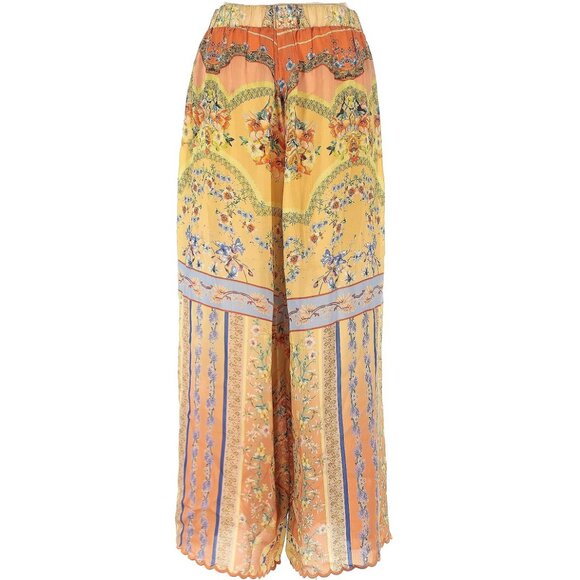 JOHNNY WAS Floral Print Scalloped Edge Tie Waist Pants - Picture 2 of 15